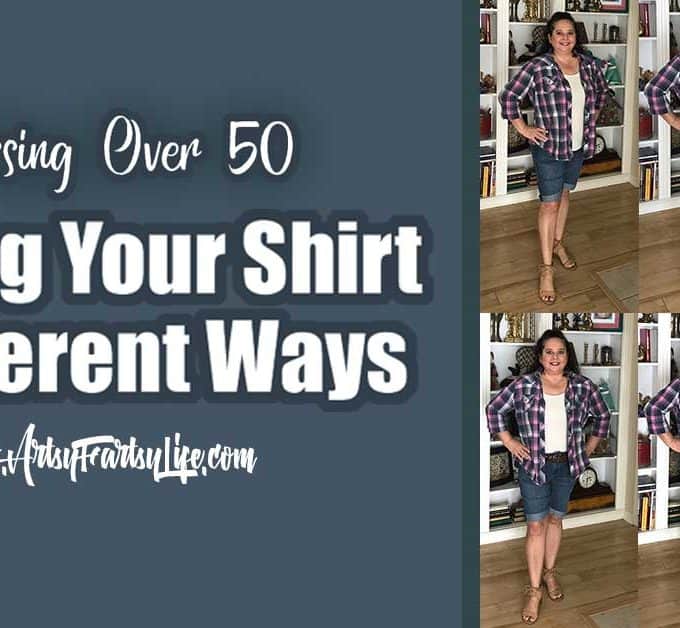 Styling Your Shirt 6 Different Ways - Dressing Over 50... So many of the style guides are made for gals who are much less curvy than me. Learning to dress myself, I like to try and find different ways to style my clothes in ways that make me look skinnier. Some of the "common wisdom" about what looks good (everyone says belts!) may be wrong on my body and maybe yours!