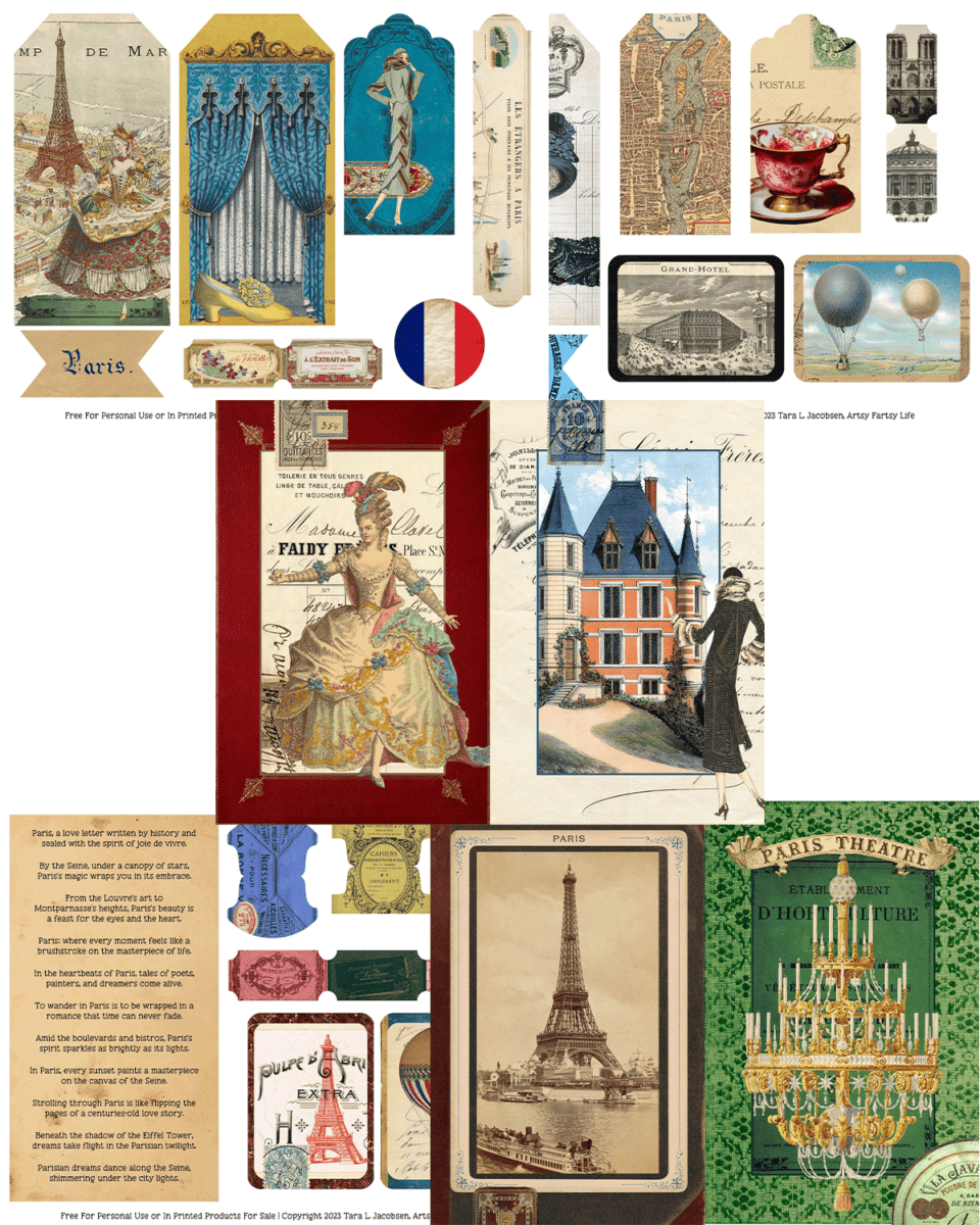 Paris Free Printable Travel Vintage Ephemera Artsy Fartsy Life