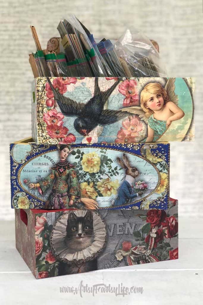 Decoupage boxes project! Download my free printable template sheets to make your own projects!