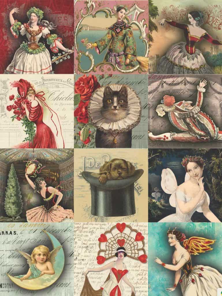 Cat and a Hat PLUS (Squares 2) Decoupage Tissue Paper Pattern .. From my free printable download decoupage papers design post! #decoupage #howto