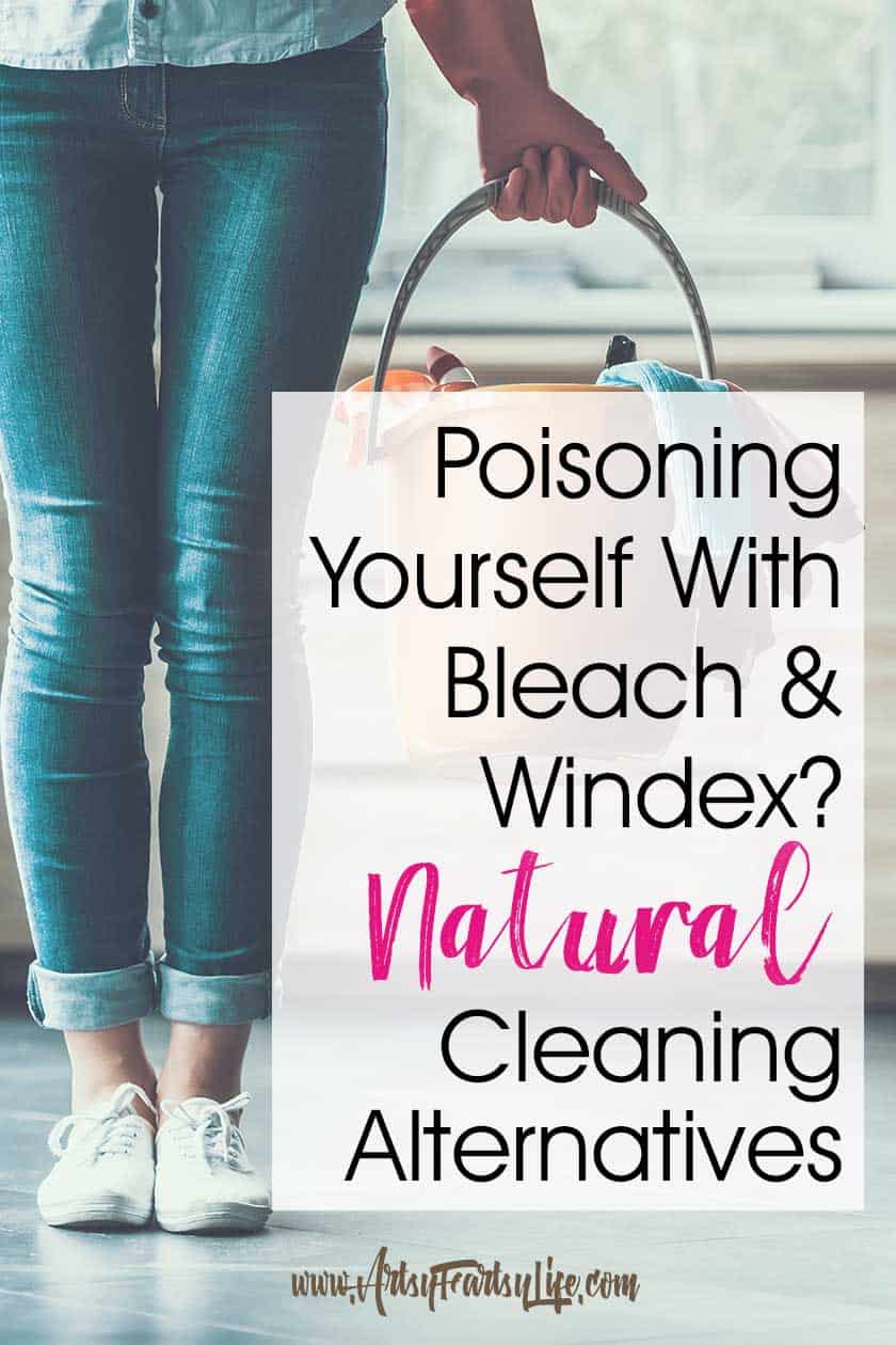 Poisoning Yourself With Bleach & Windex? Natural Cleaning Alternatives! As a Mom with severe allergies, I want to keep my house clean and safe, but using Windex and Bleach is definitely NOT part of my natural living worldview! Years ago I used to douse my kitchen counters with Windex all day long and use bleach on any surface that wasn't nailed down. Ack! #naturalliving #naturalcleaning #essentialoils