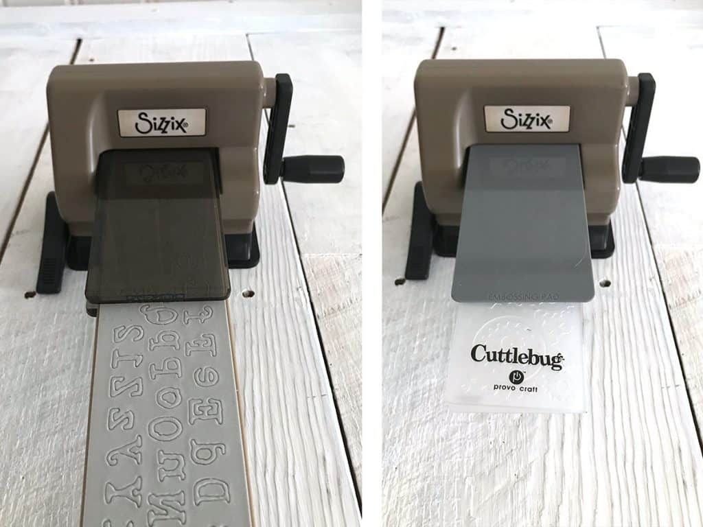 Long sizzix dies and cuttlebug embossing folders in the Sidekick