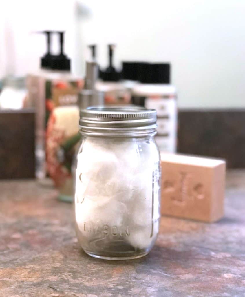 Mason jar cotton balls