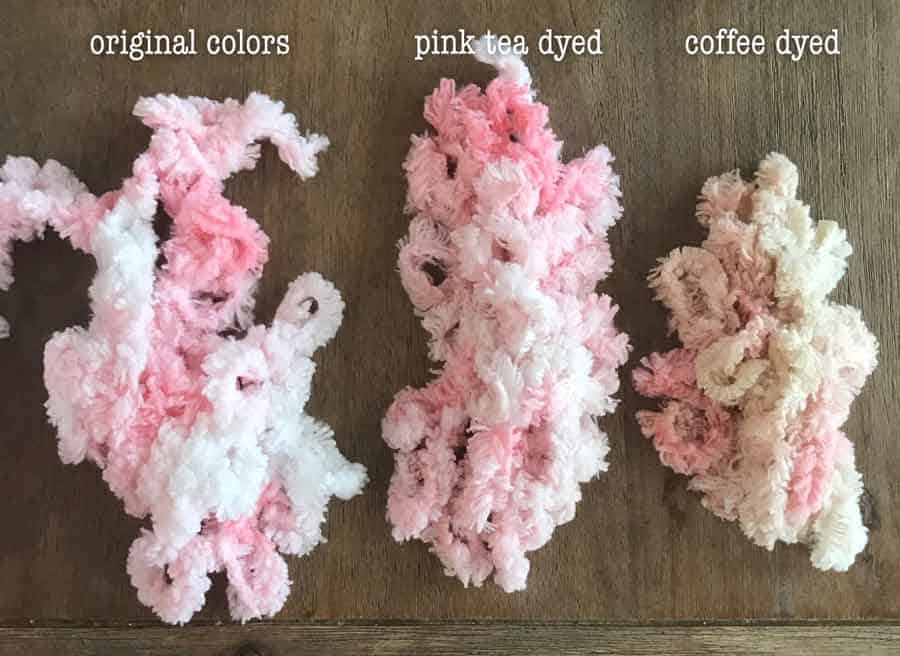 Fluffy weird coffee and tea dyed trim.