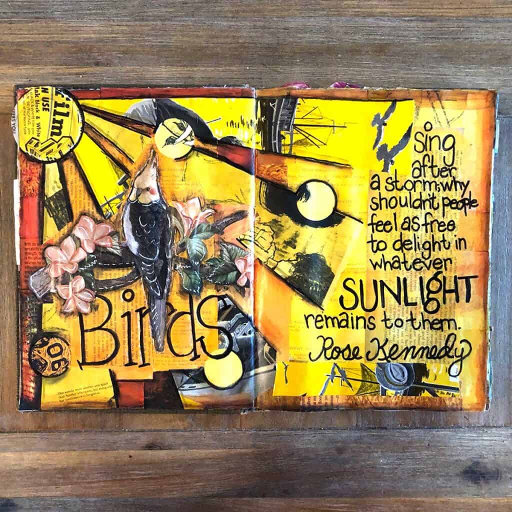 CREATIVITY IS CONTAGIOUS: REFLECTIVE MIXED MEDIA ART JOURNAL PAGE