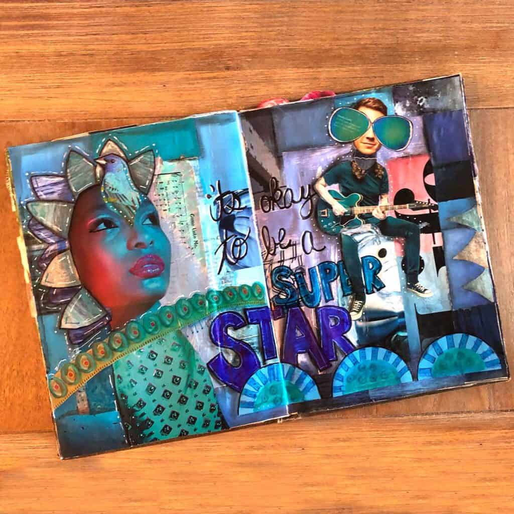 It's okay to be a superstar! Mixed media collage art. 