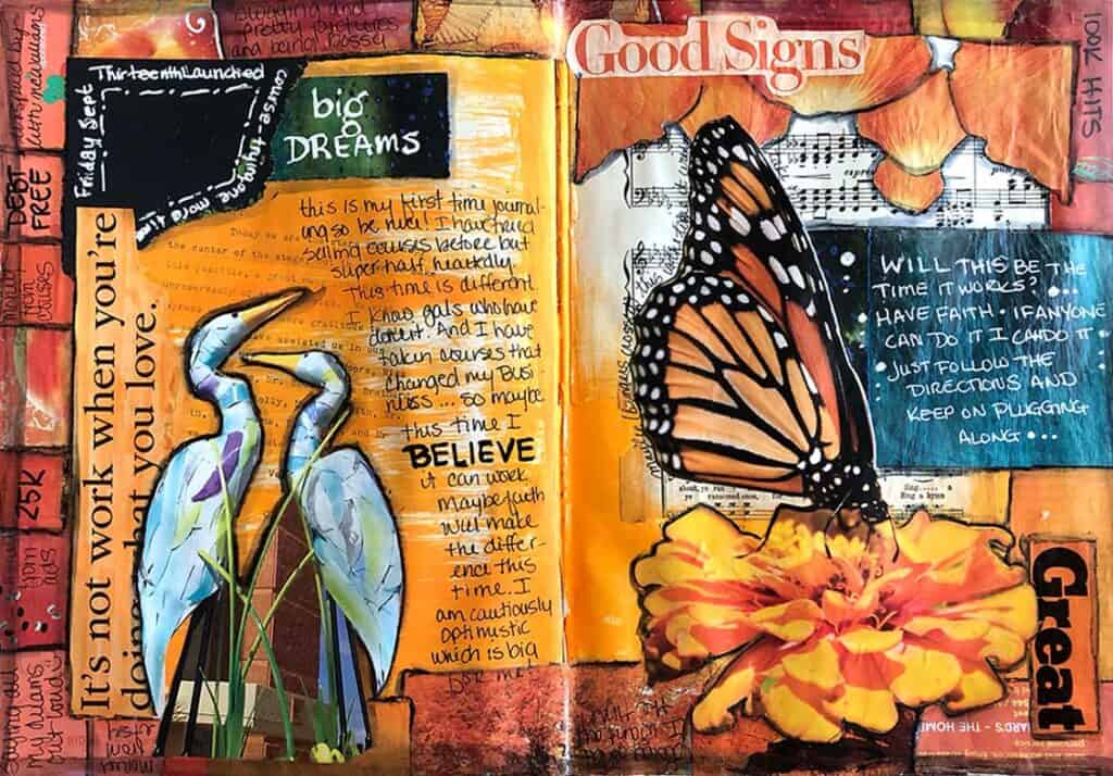 Butterfly mixed media page by Tara Jacobsen