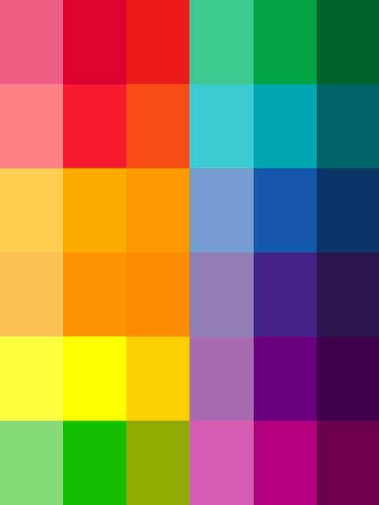 Complementary colors - tints and shades of red, blue, yellow, purple, green and orange. 