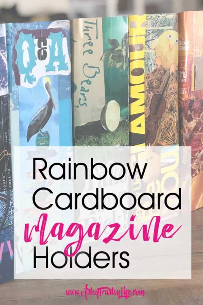 Cardboard Rainbow Decoupage Magazine Holder
