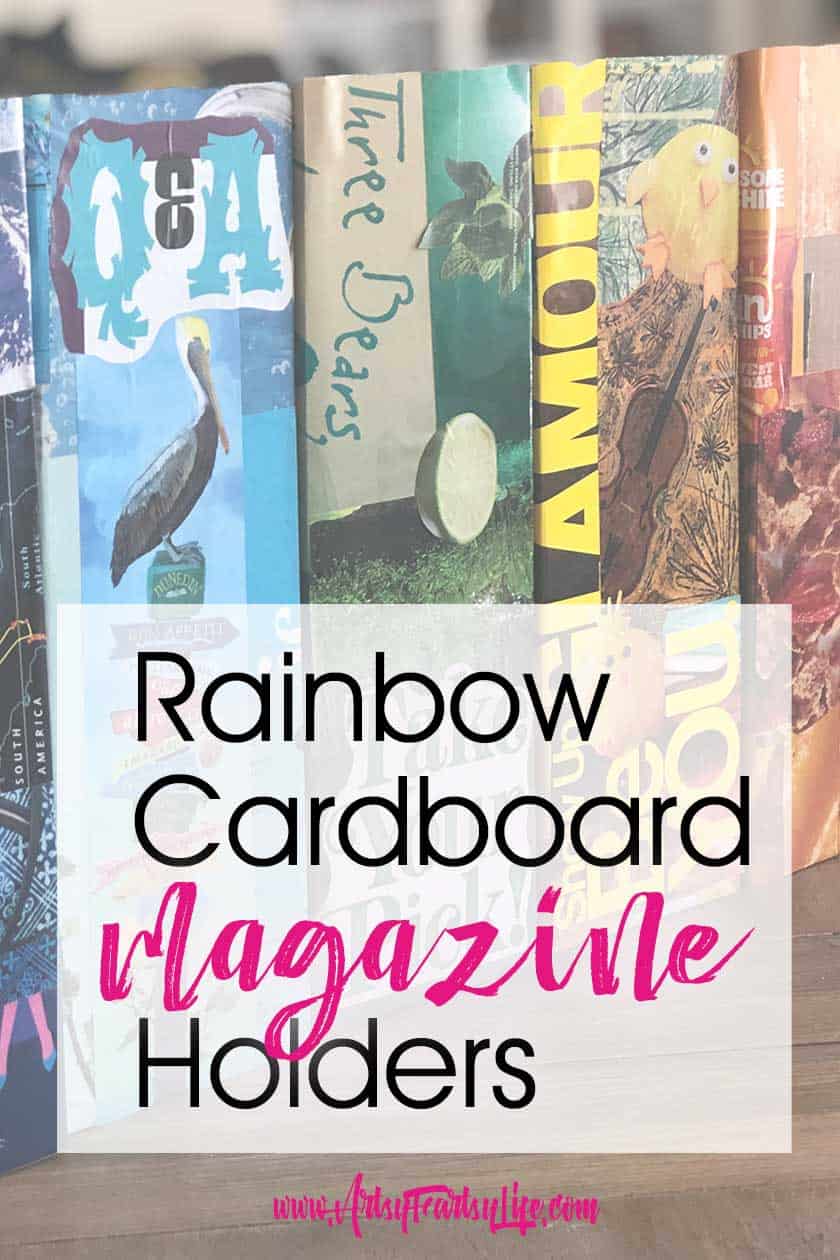 Cardboard Rainbow Decoupage Magazine Holder