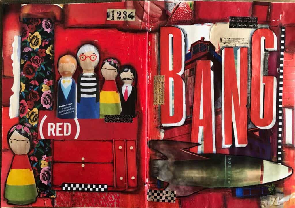 Red Bang Mixed Media Journal Page