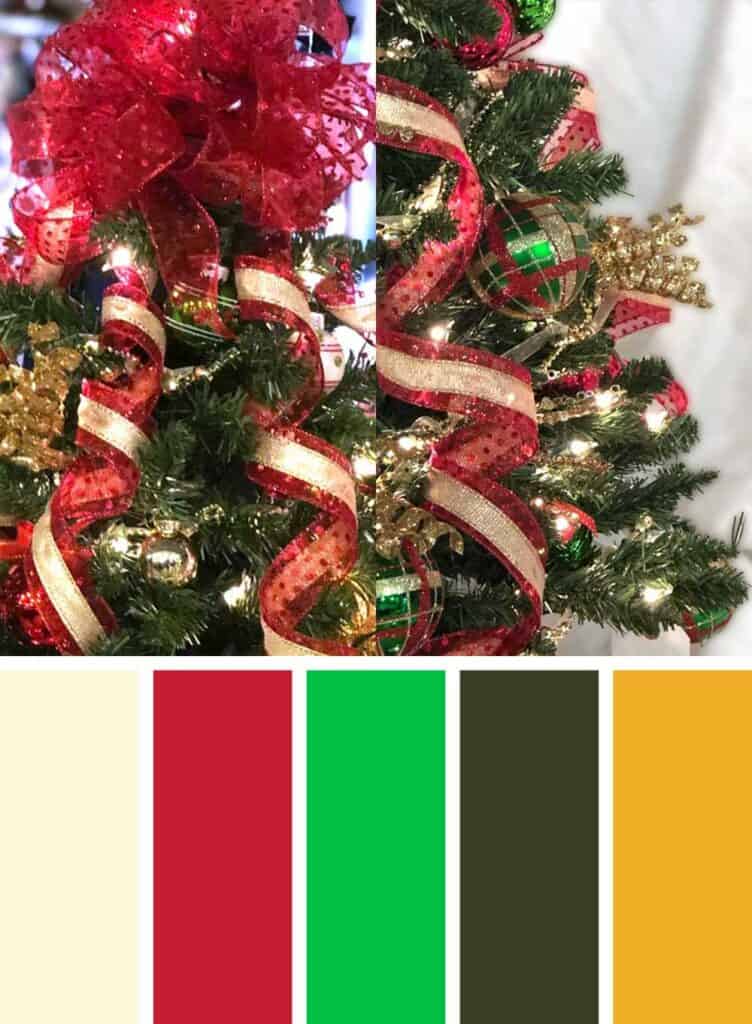 Christmas 2020 decorations, classical red, green and gold colors