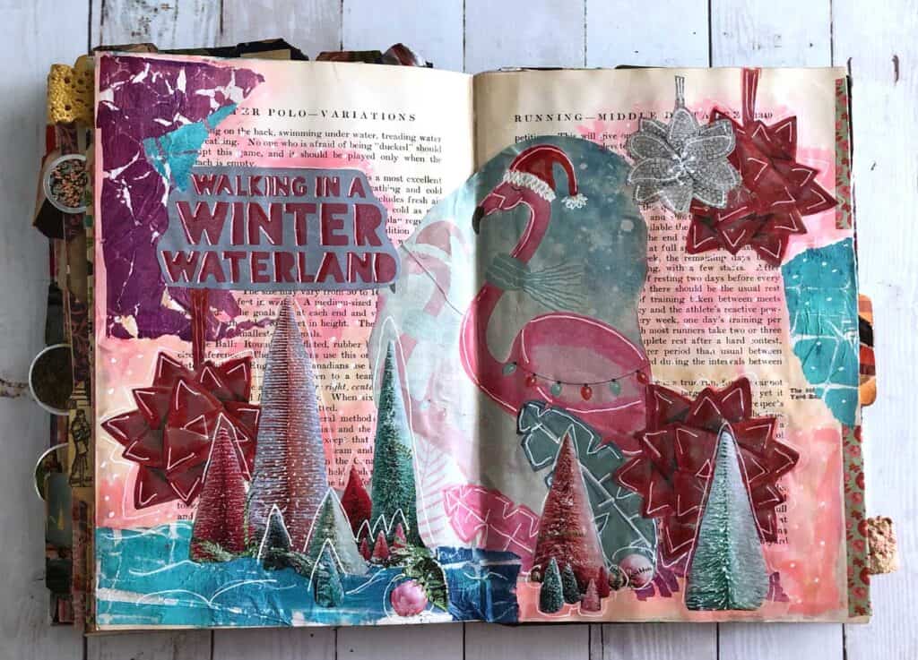 Flamingo Christmas journal page