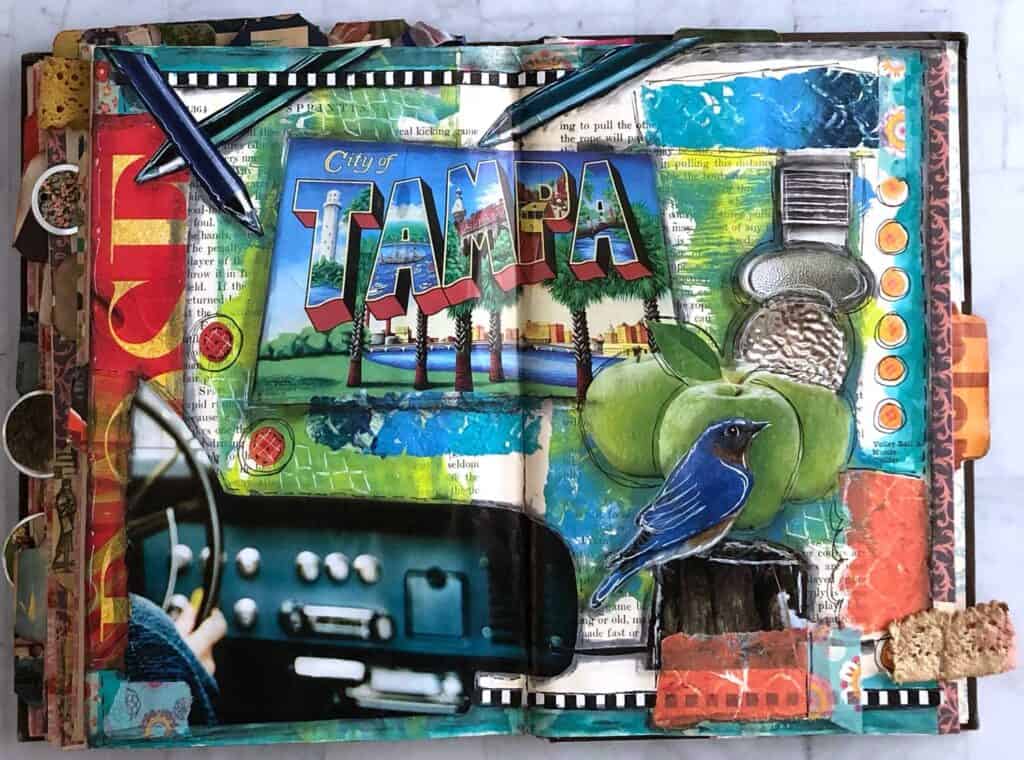 Tampa Bay Dashboard - Mixed Media Junk Journal Page