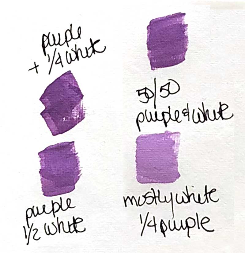 Purple and white acrylic paint mixed together