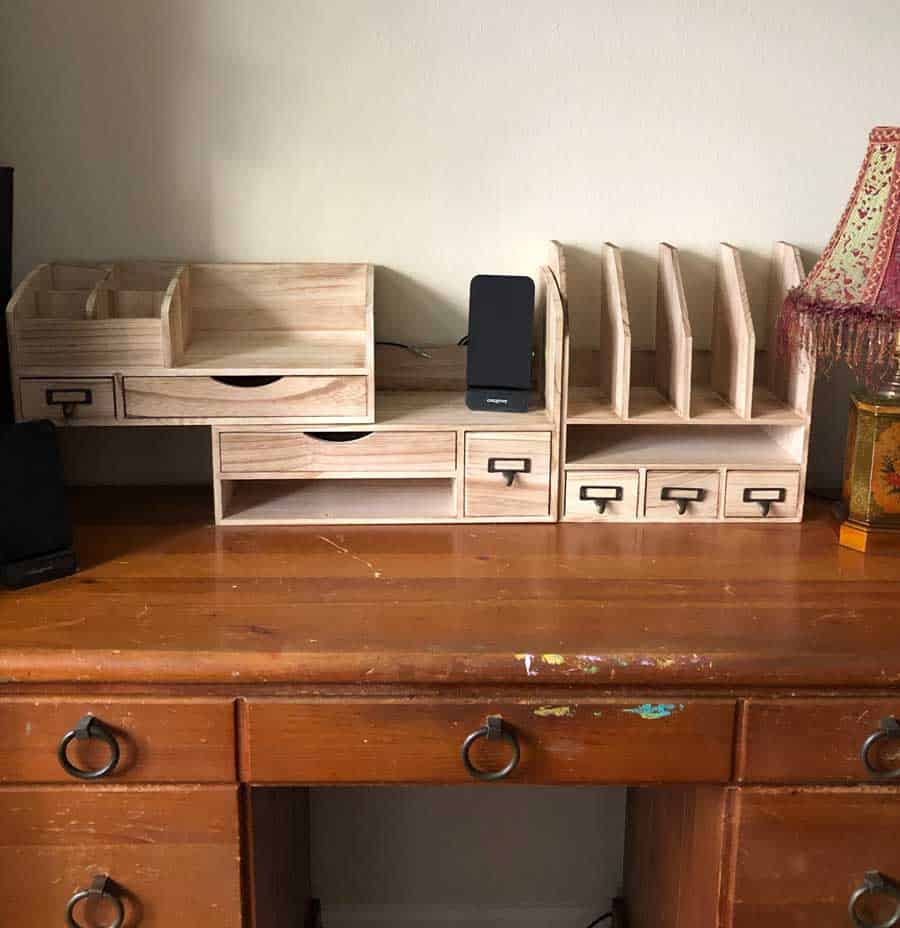 IKEE raw wood desk organizer
