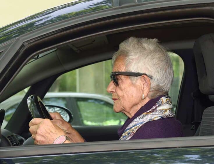 Picture of elderly lady driving