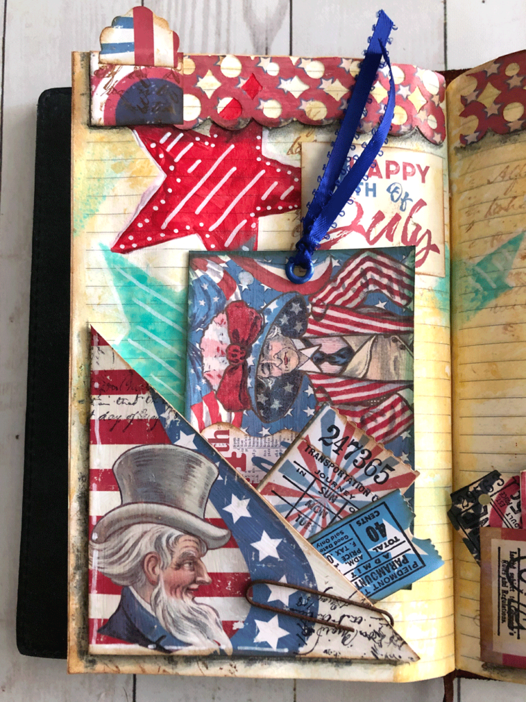 Close up of 4th of July Tuck Spot and Journalling Card