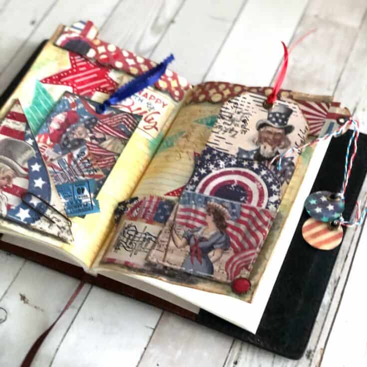 Vintage 4th of July Patriotic Junk Journal Page Layout