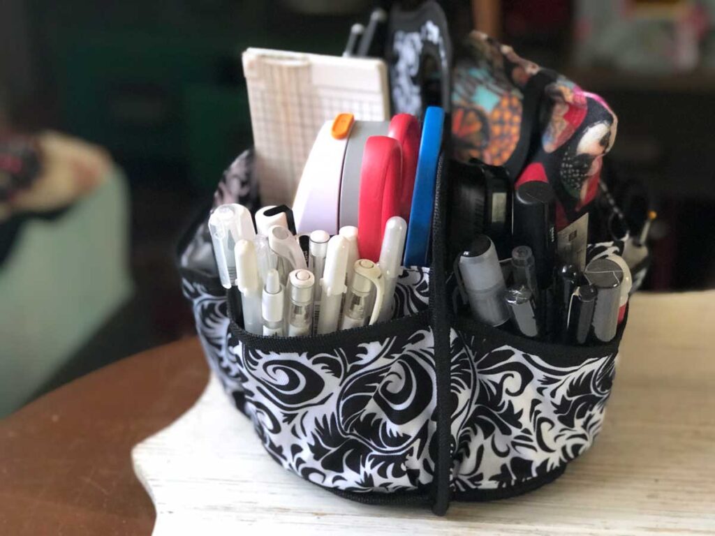 Bag of junk journal supplies