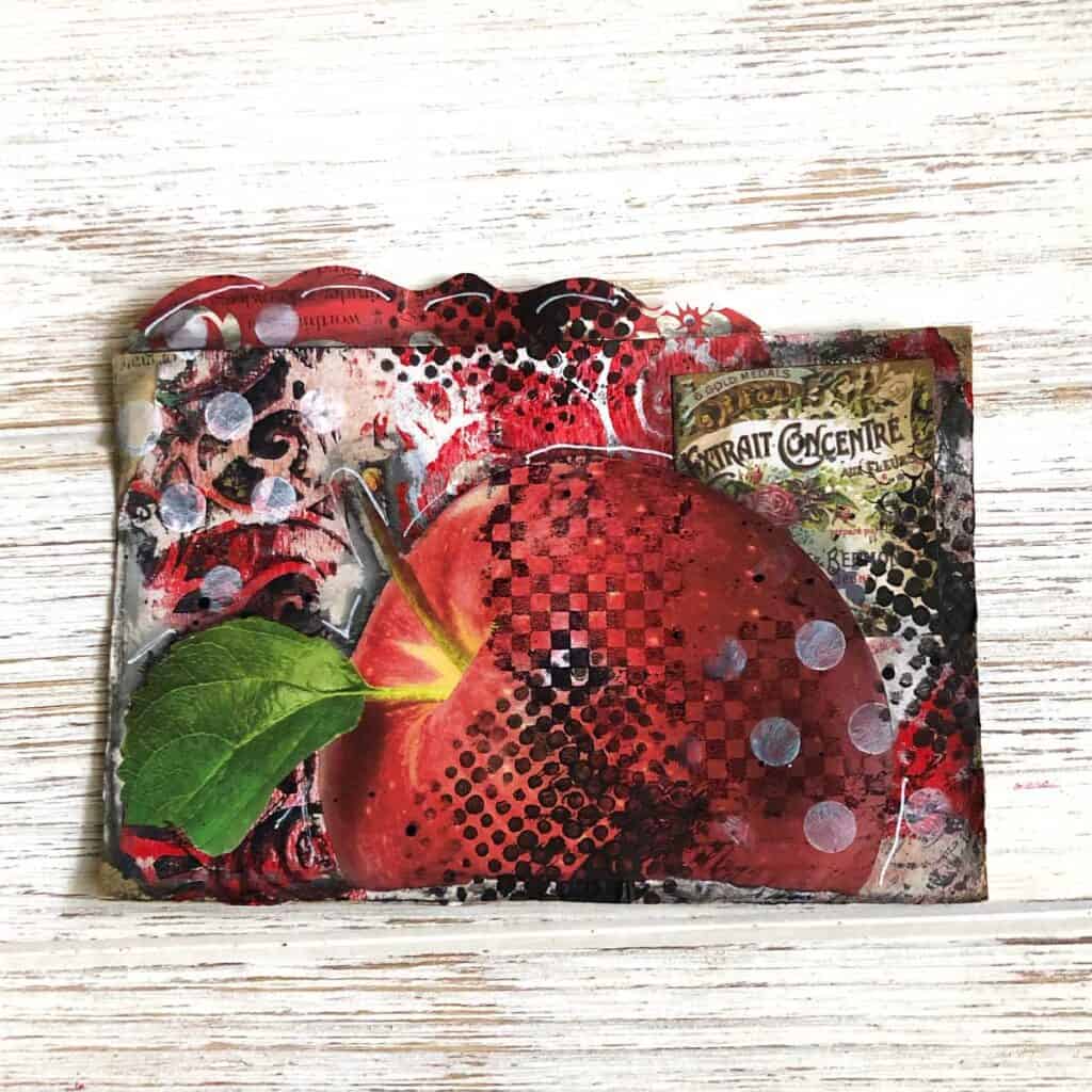 Red Apple Altered Rolodex Card