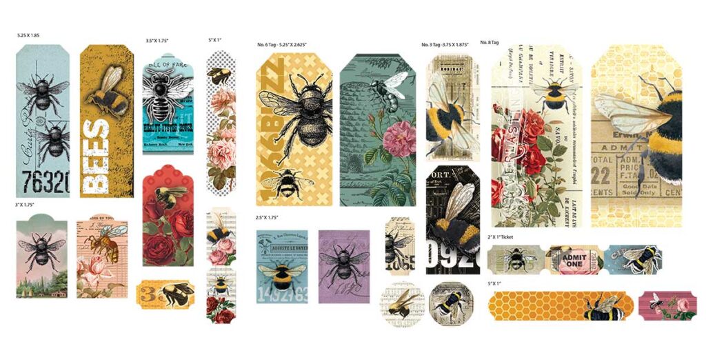 Get the free printable bee junk journal tags