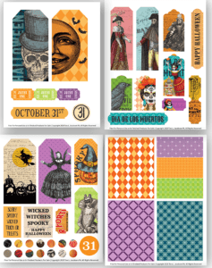 Halloween Tags and Ticket - Free Printable Collage Sheets Ephemera