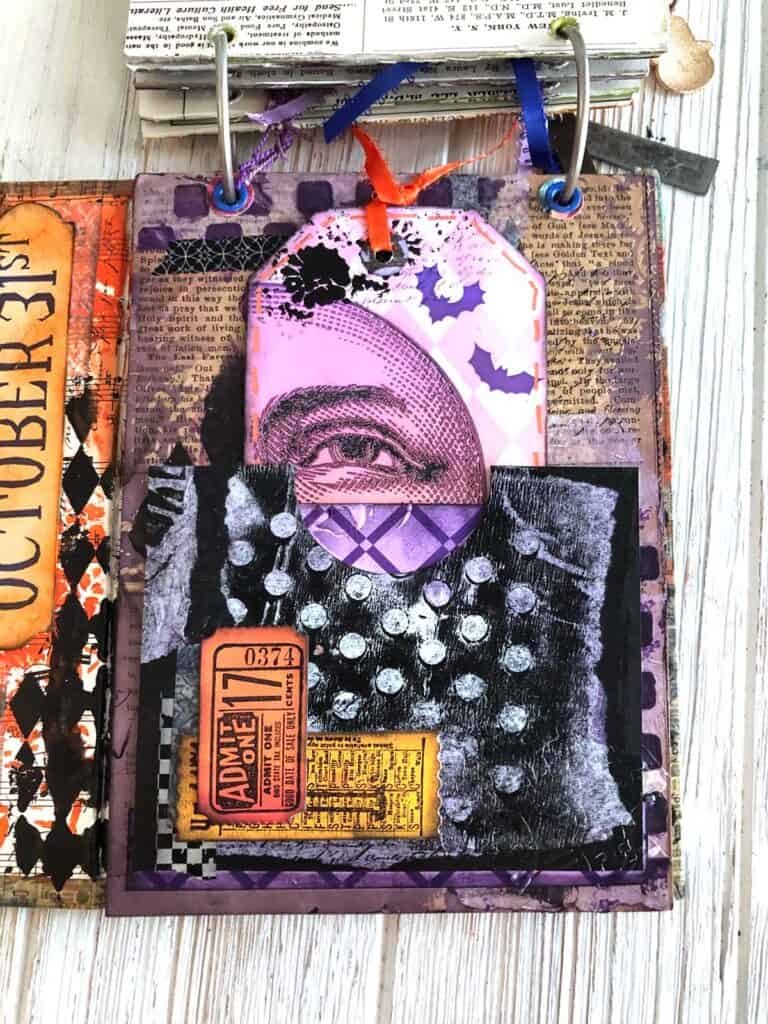 Orange and Purple Junk Journal Page - Halloween Moon