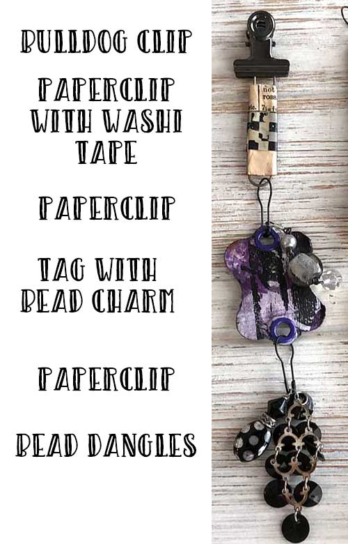 Parts of a paperclip dangle charm - Junk Journal Embellishments