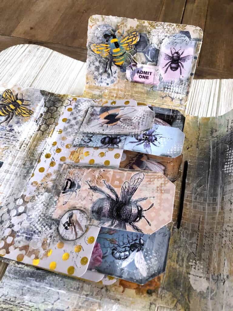 Bee Folio - Inside Waterfall, Bee Tags and Tickets, Bee Die Cuts