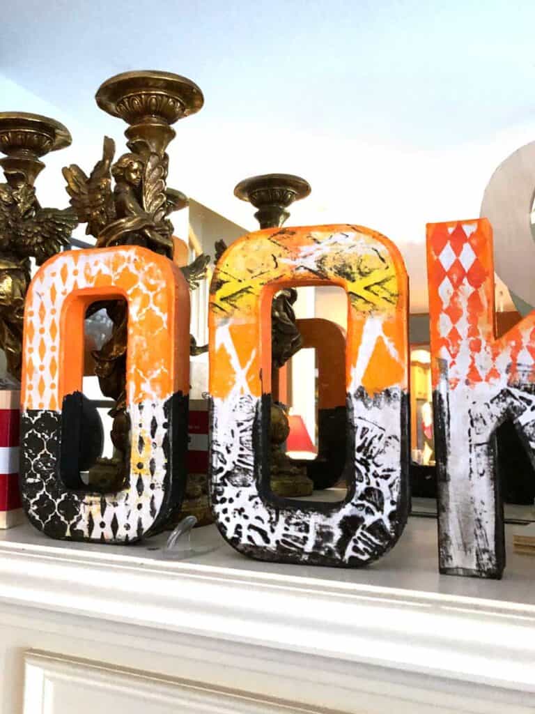 Closeup of Spooky Halloween Paper Mache Letters