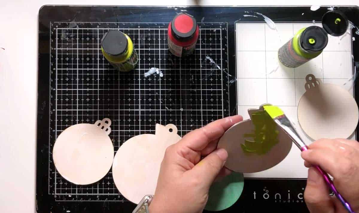 Paint your wreath and ornaments with acrylic paint