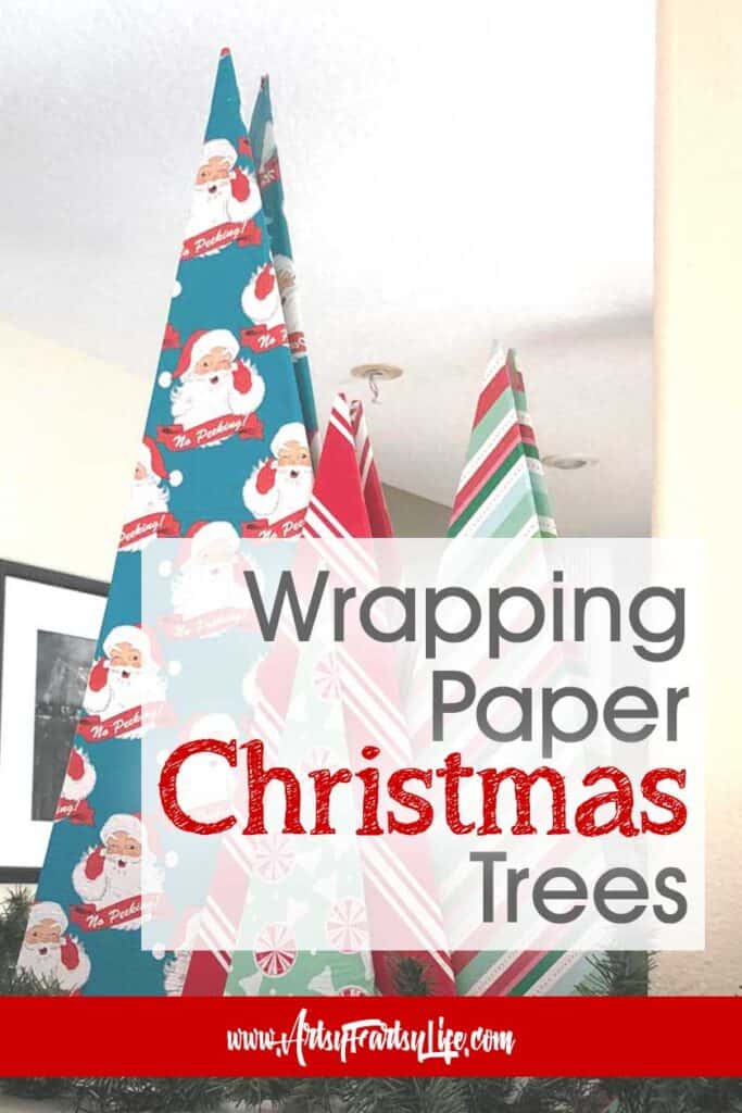 Wrapping Paper Christmas Trees - DIY Christmas Decor Ideas