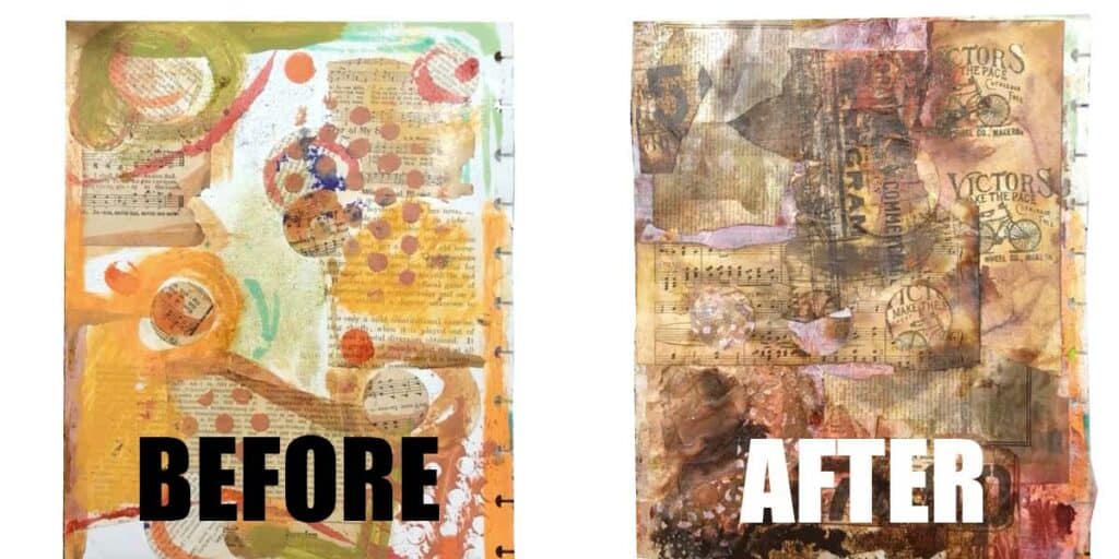 Before and After of a horrible mixed media background