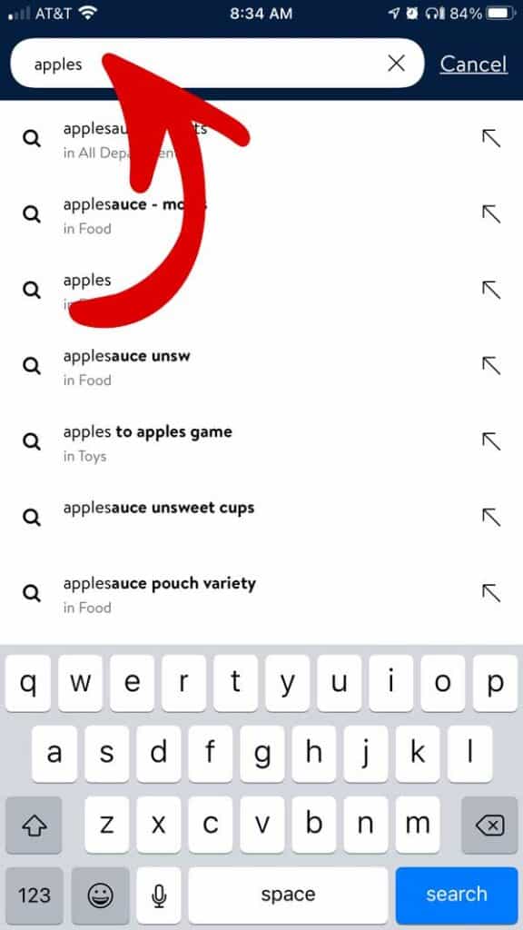 Search for food on the Walmart app