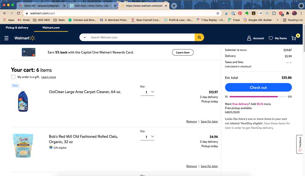 Using the Walmart website to shop