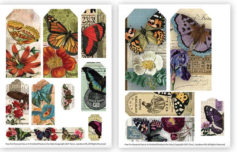 Butterfly Tags and Tickets – Free Printable Collage Sheets – Artsy Fartsy Life