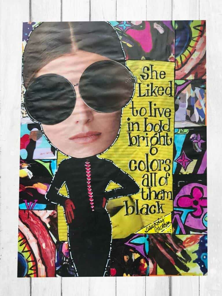 Glue Book Page - Big Sunglasses Lady