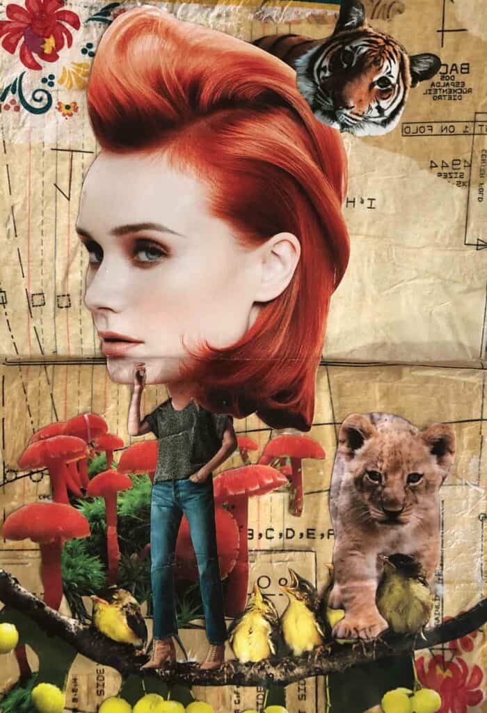 Red Headed Girl - Thrift Store Magazine Collage Challenge