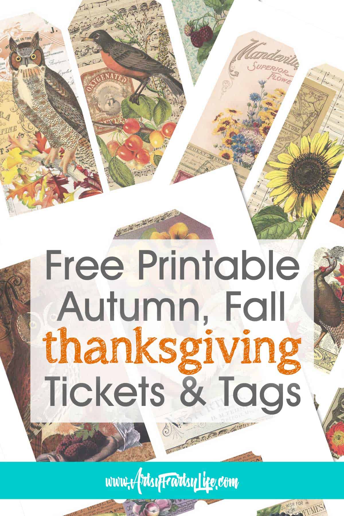 Thanksgiving Tags and Tickets Free Printable Ephemera · Artsy Fartsy Life