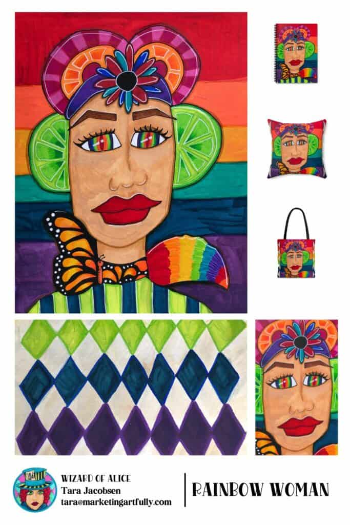 Rainbow Woman Surface Design - Hero Image With Coordinating Pattern