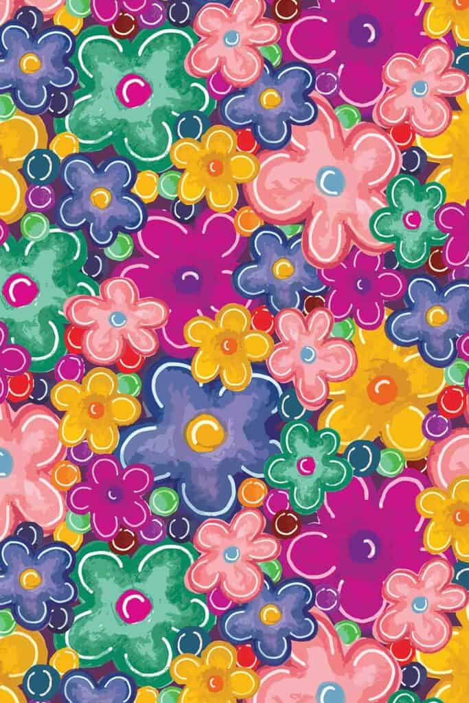 All The Flowers - Hand Painted Surface Pattern Design by Tara Jacobsen