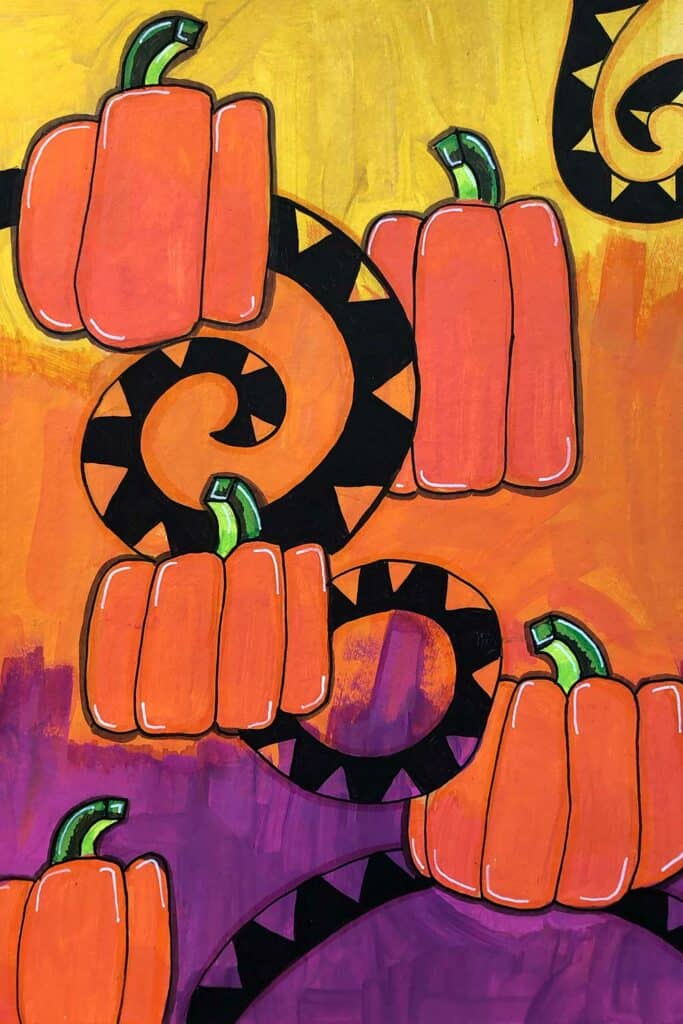 Halloween Pumpkin Surface Design - Orange, Yellow and Purple