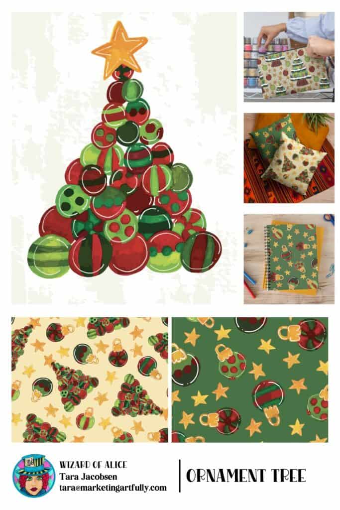 Ornament Tree Seasonal - Hero Surface Design with Coordinating Pattern