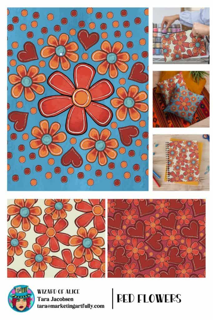 Red Flowers - Surface Pattern Design