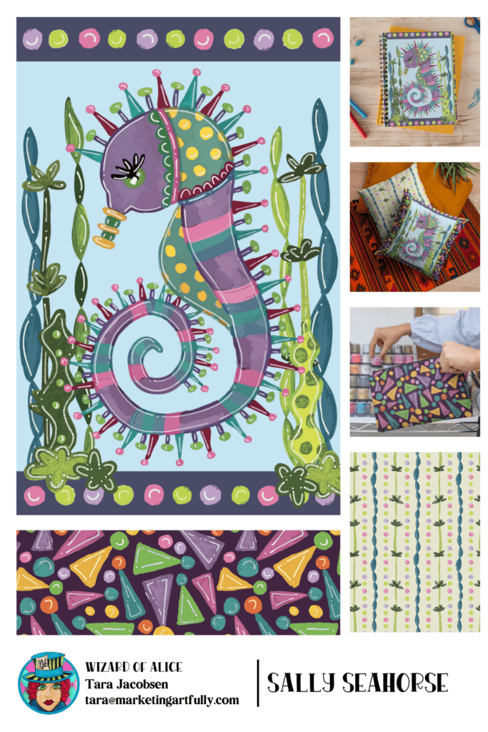 Sally Seahorse - Surface Pattern Design Sales Sheet