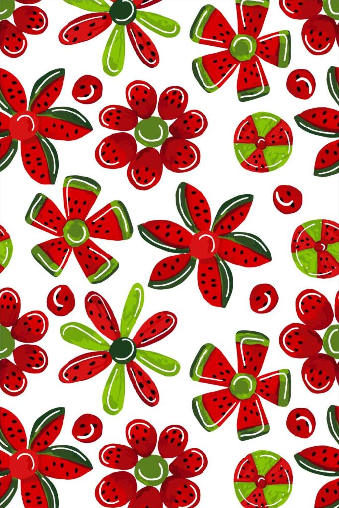 Amazing Watermelon Flower Surface Pattern Design by Tara Jacobsen