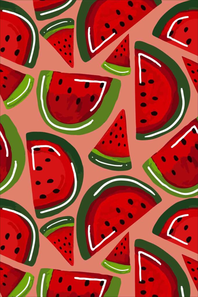 Watermelon Slices - Great Food and Beverage Surface Pattern Design by Tara Jacobsen