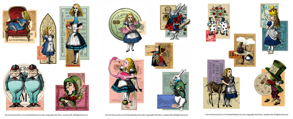 Alice In Wonderland – Free Printable Snippets – Artsy Fartsy Life