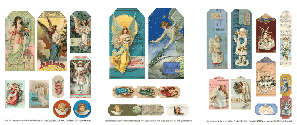 Free vintage angel ephemera tags and tickets